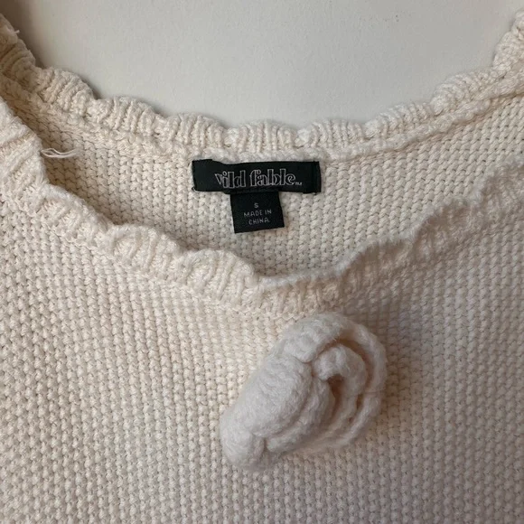Wild Fable Rosette Mini Sweater Dress in Cream size Small - Picture 4 of 10